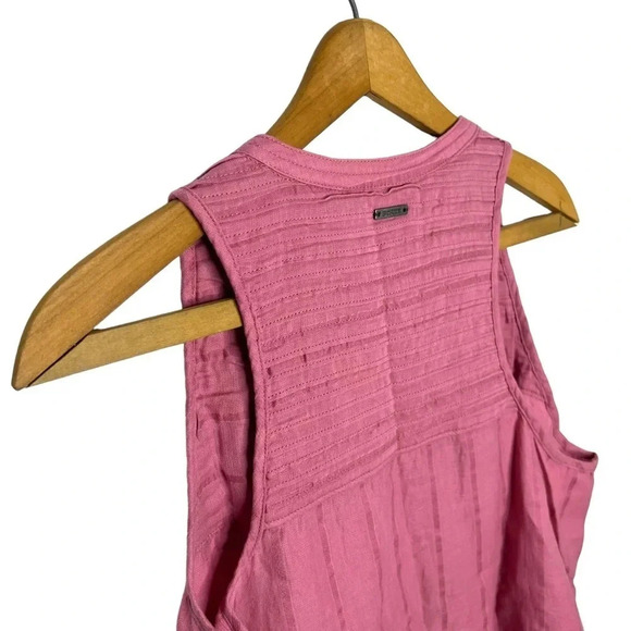 PRANA Faux Button Down V Neck Popover Sleeveless Pleated Mauve Pink Blouse - Picture 5 of 8